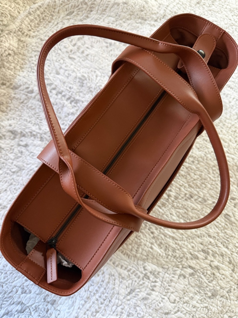 MONOS Brown Leather Tote - Structured Everyday/Travel Carry - Picture 4 of 16